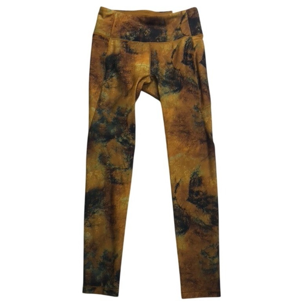 Calia Energize Mid Rise 7/8 Leggings Mustard Abstract Print Womens XS NEW